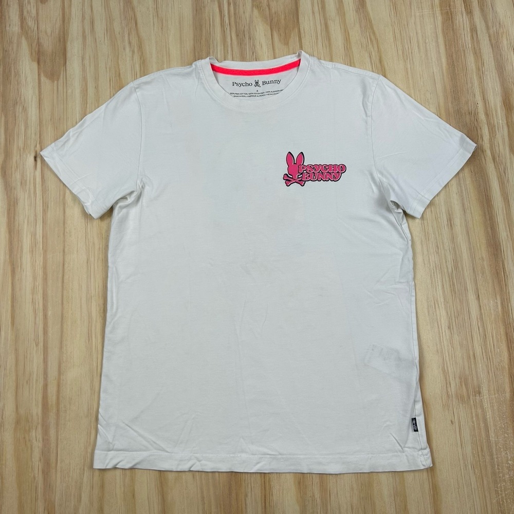 Psycho Bunny Women's White Beach Short Sleeve Graphic T-Shirt Size 4 Small - Picture 3 of 8